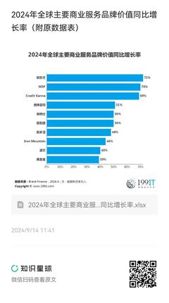 2024年全球主要商業(yè)服務(wù)品牌價值同比增長率分析